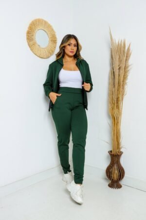 Alternative view of Conjunto Suplex Flanelado Comfort Premium Calça e Blusa Capuz Zíper e Bolso Moda Outono-Inverno Casual-Chique Vários Tamanhos M/G/GG