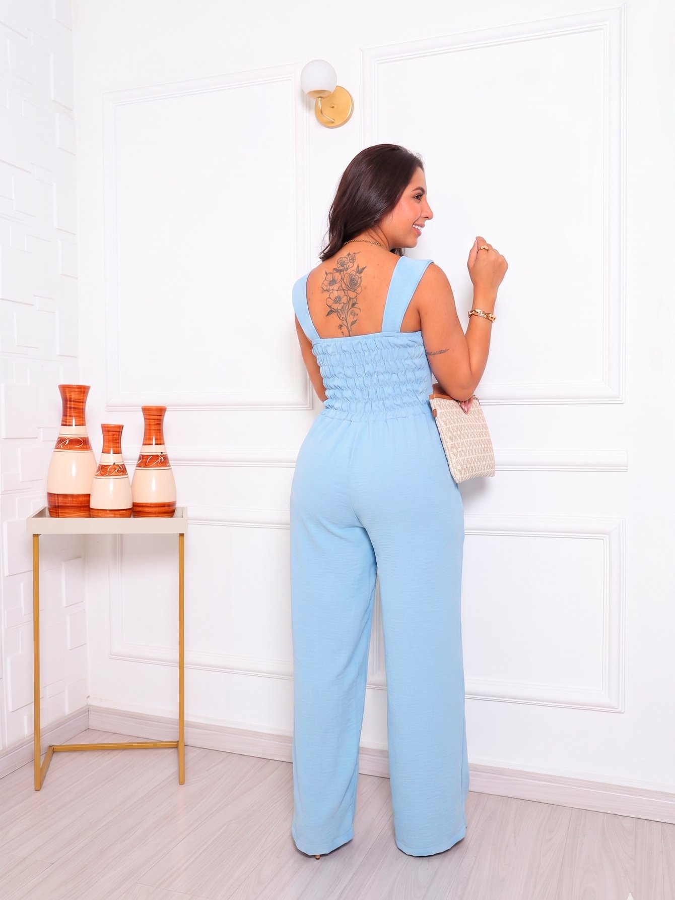 Macacão Duna Feminino Forrado Elegante Com Lastex Premium M G GG (Promoção Relâmpago) - Imagem 6
