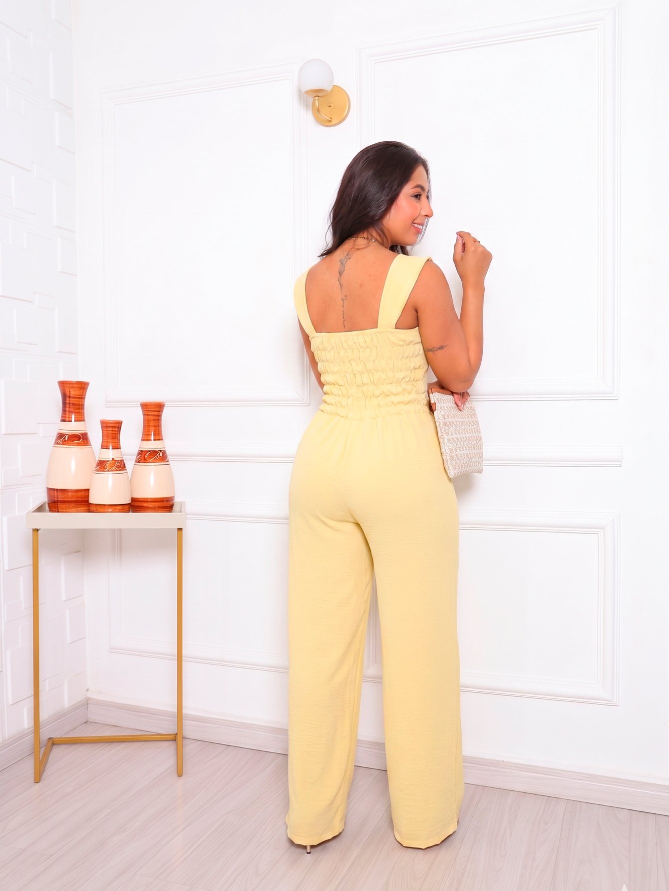 Macacão Duna Feminino Forrado Elegante Com Lastex Premium M G GG (Promoção Relâmpago) - Imagem 4